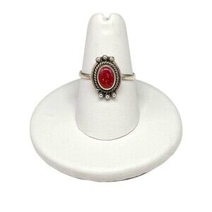 Australian Fire Opal Ring Size 7.5 Solid 925 Sterling Silver Red Orange